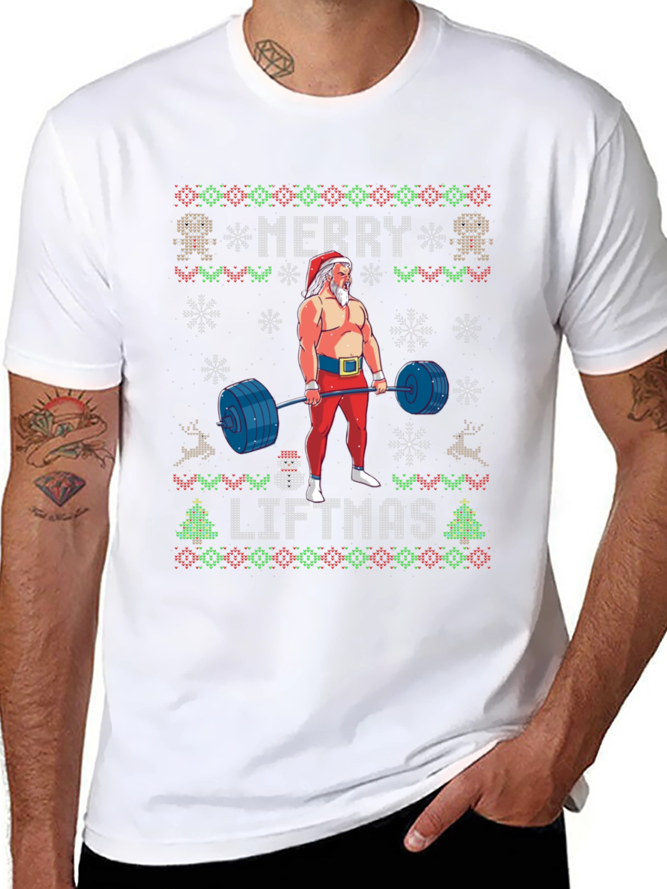 Merry Liftmas Weightlifting Santa T-Shirt