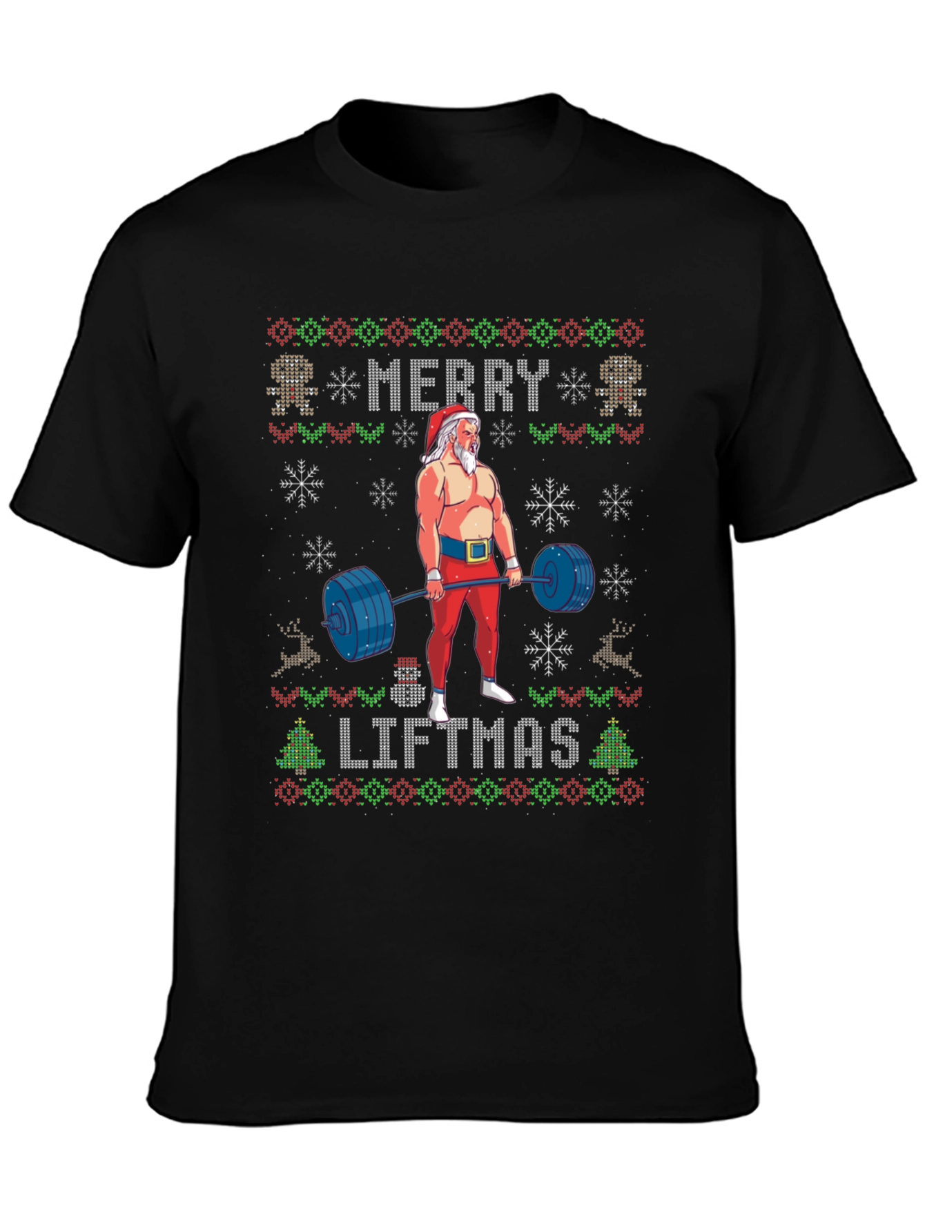 Merry Liftmas Weightlifting Santa T-Shirt