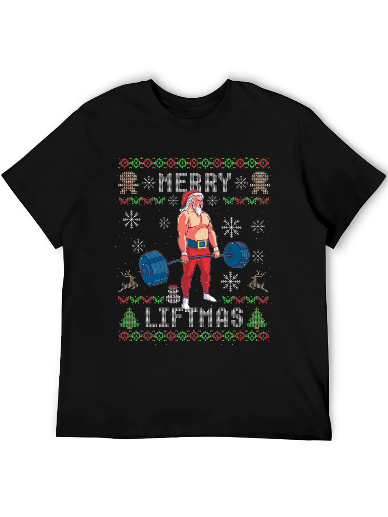 Merry Liftmas Weightlifting Santa T-Shirt