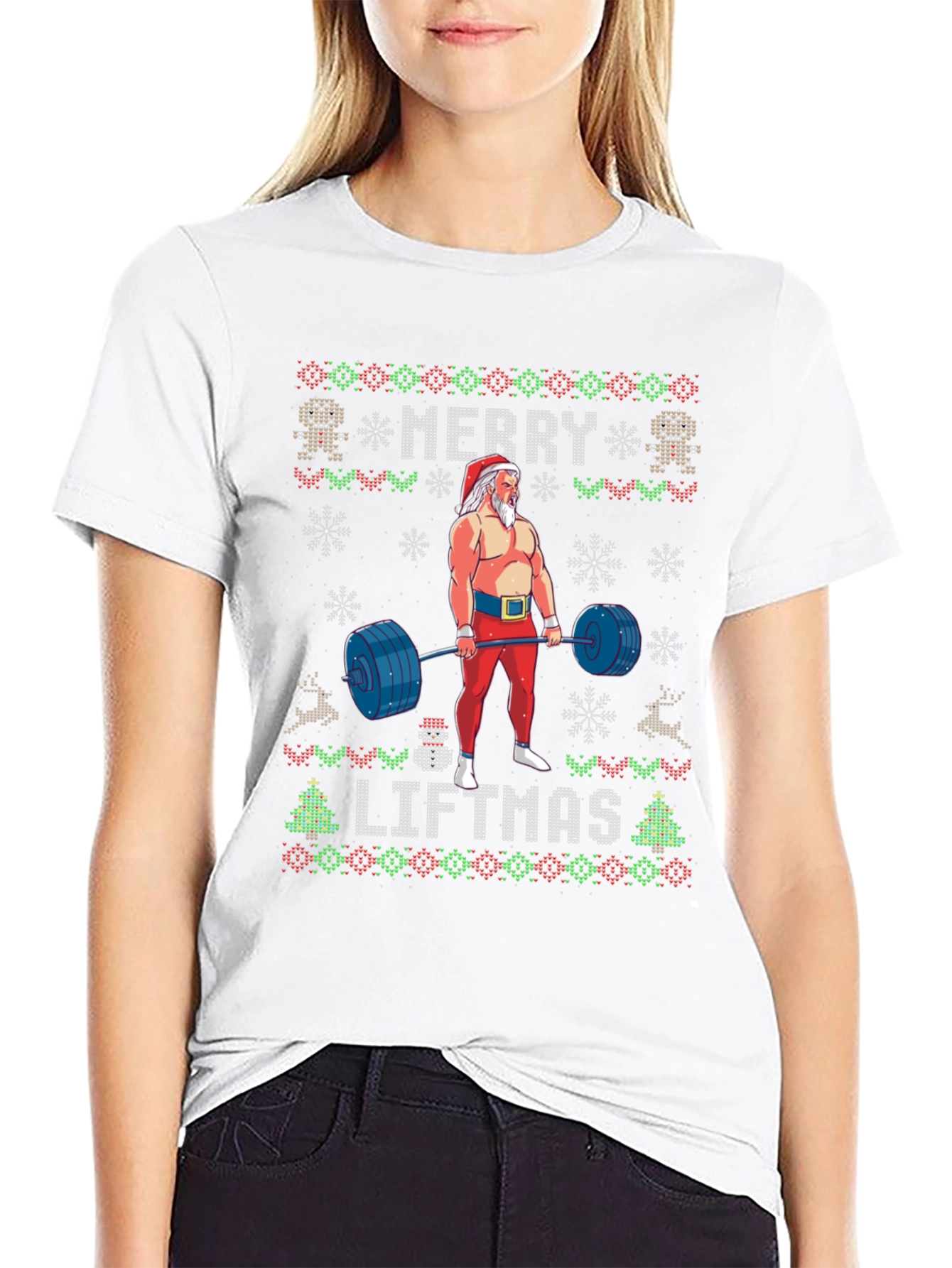 Merry Liftmas Weightlifting Santa T-Shirt