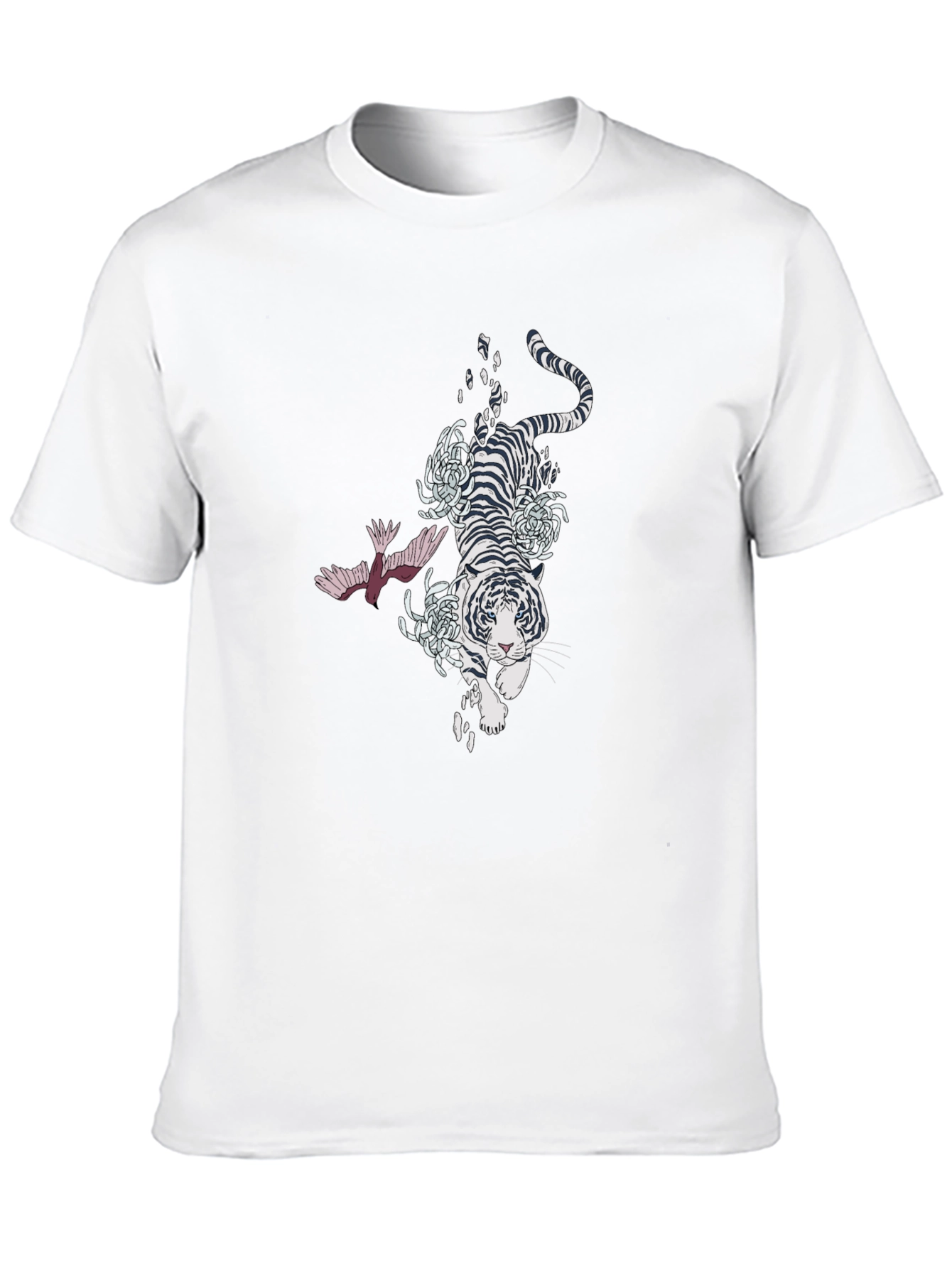 Tiger and Bird Graphic Black T-Shirt