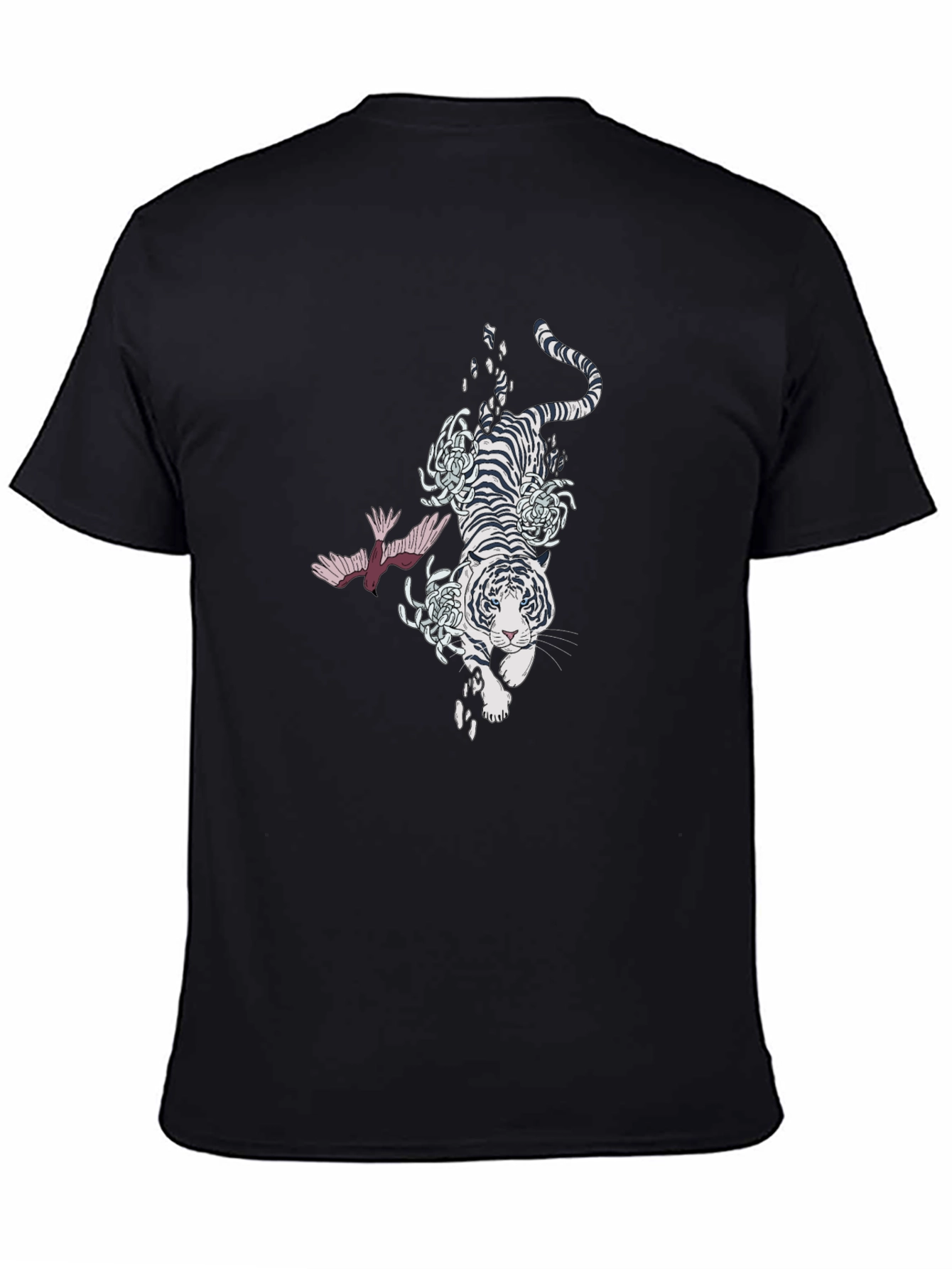 Tiger and Bird Graphic Black T-Shirt