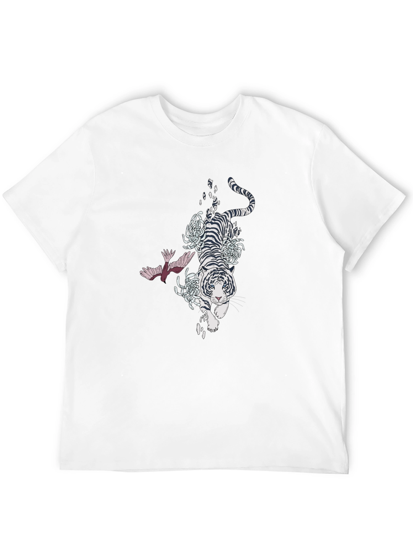 Tiger and Bird Graphic Black T-Shirt