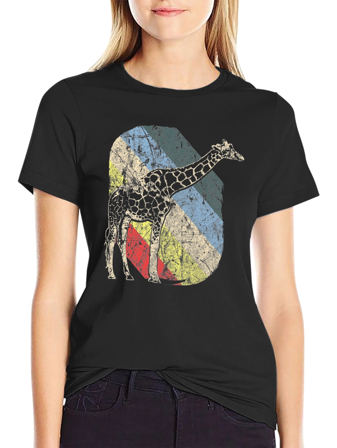Retro Giraffe Graphic Tee - Unique Design
