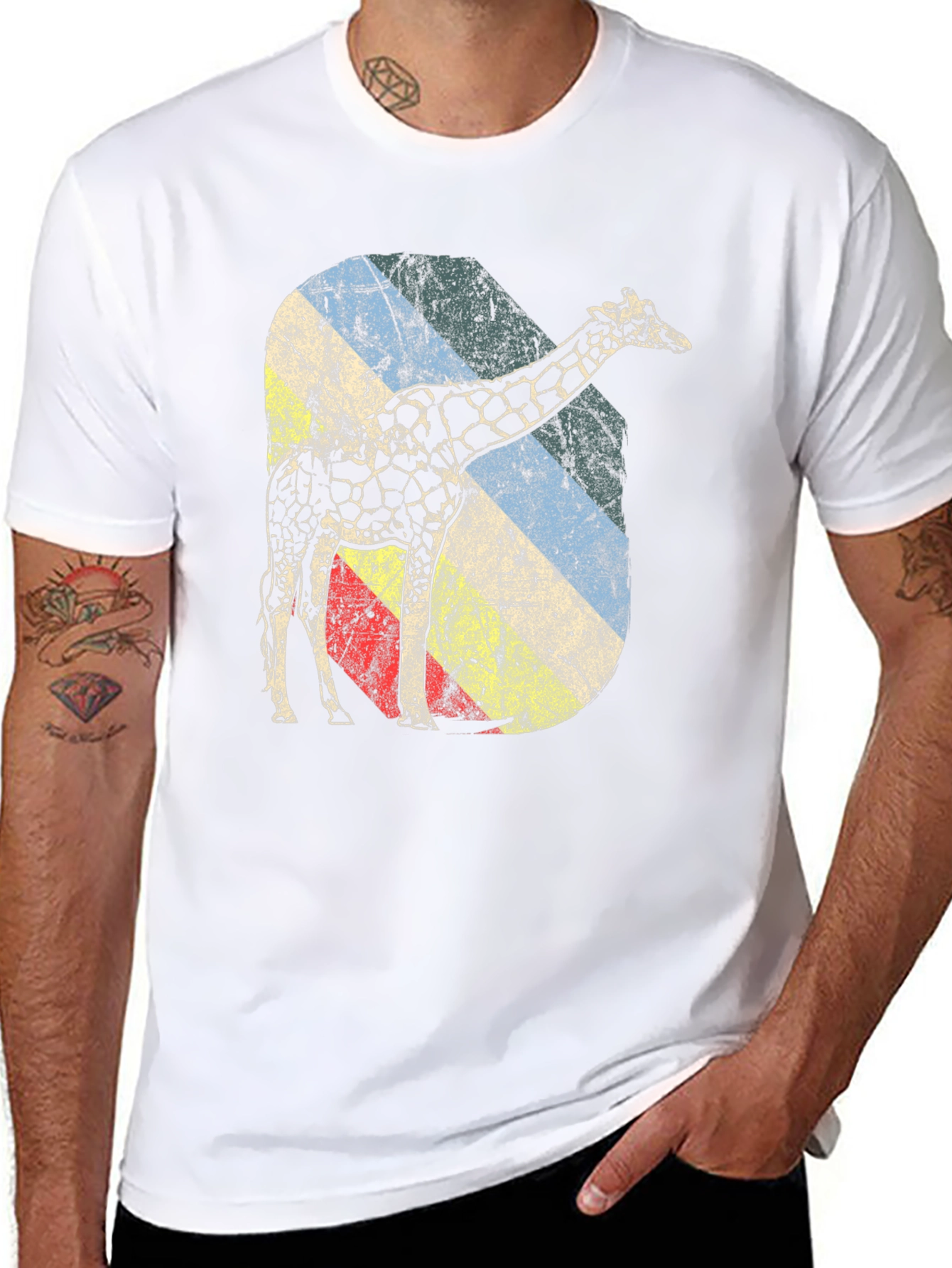 Retro Giraffe Graphic Tee - Unique Design
