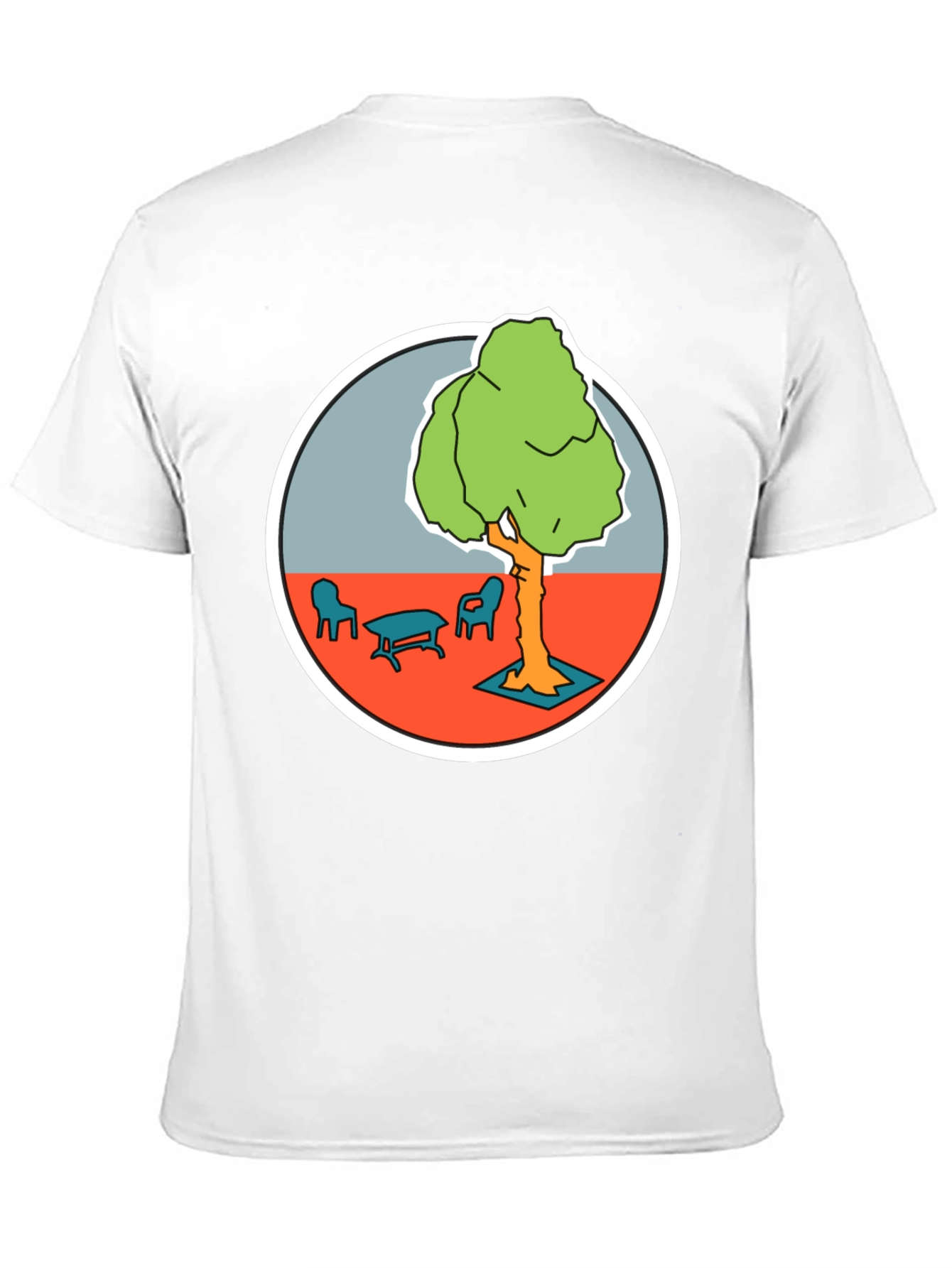 Black T-Shirt with Cartoon Tree Print