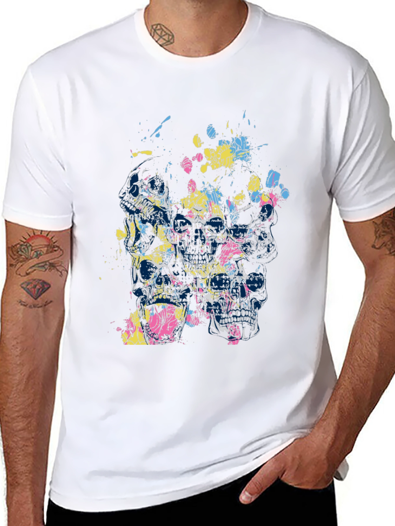 Skull Splatter Graphic Print Tee