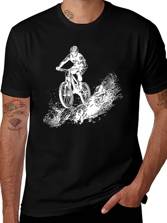 Mountain Biker Graphic Tee - Black Cotton T-Shirt