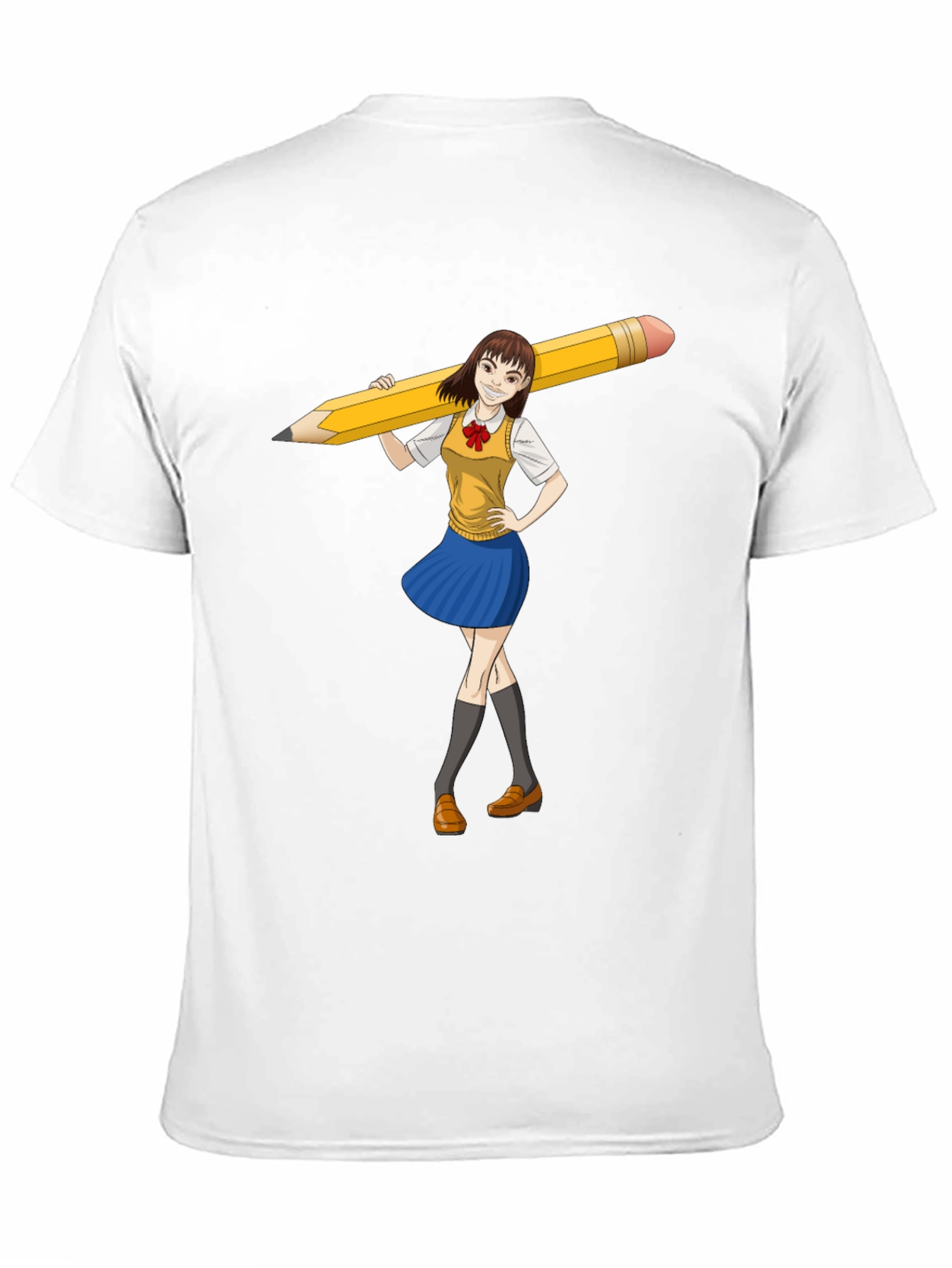 Anime Girl Pencil Tee - Unique Graphic Novelty T-Shirt