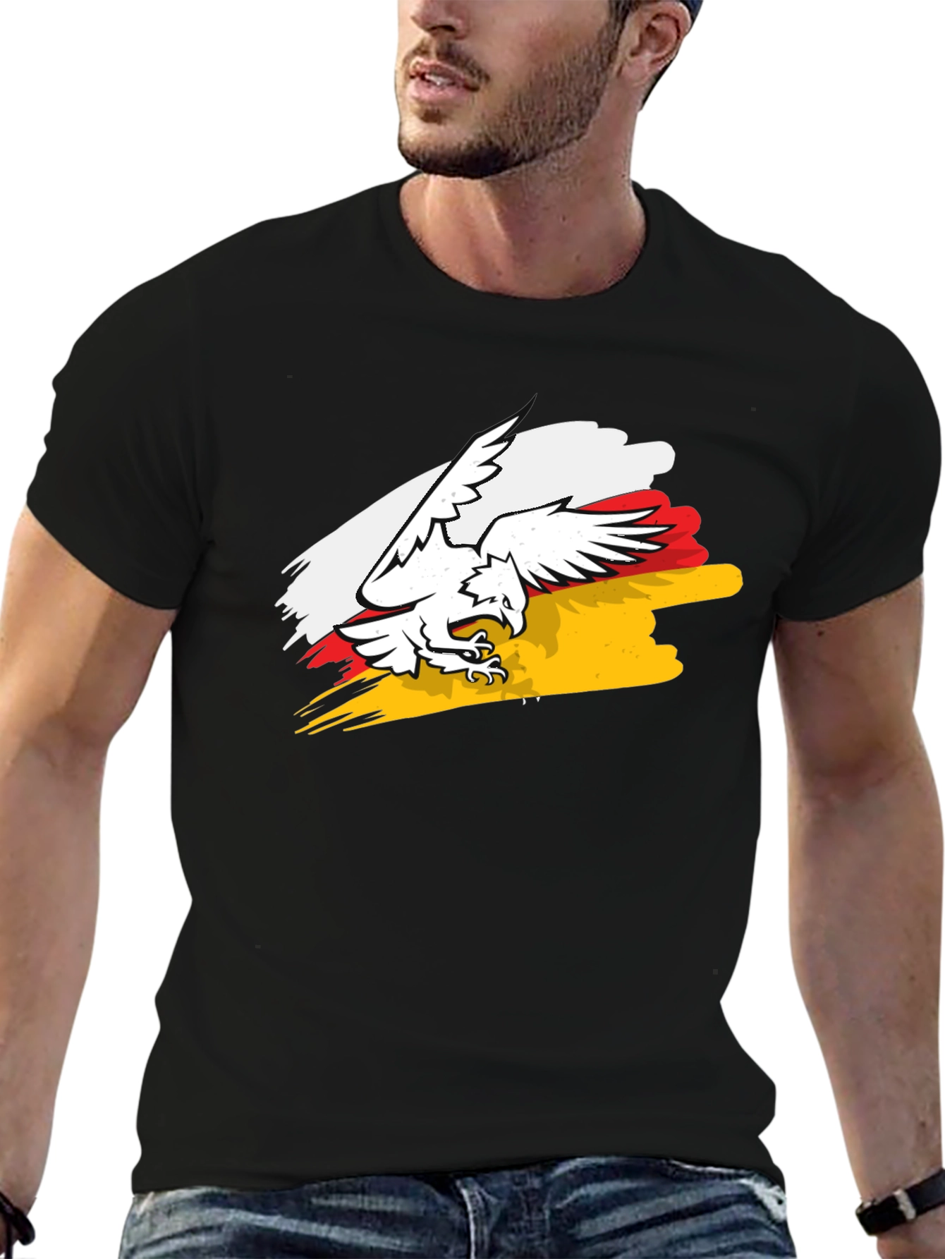 Eagle Crest Graphic Tee - Black Cotton T-Shirt