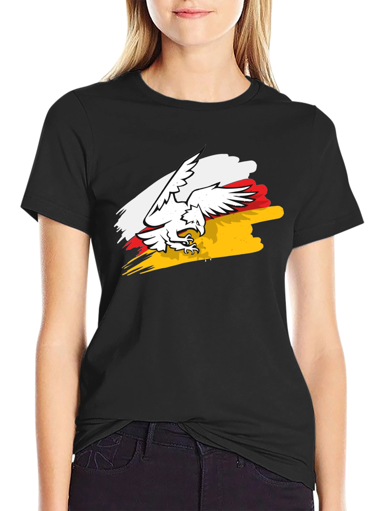 Eagle Crest Graphic Tee - Black Cotton T-Shirt