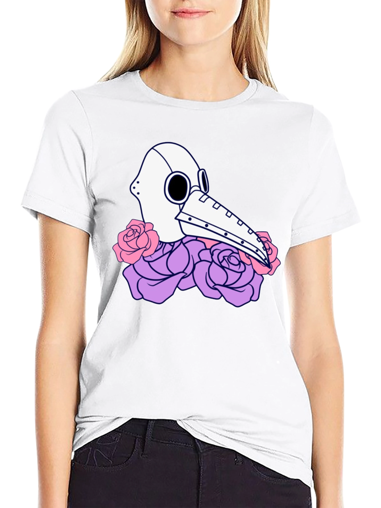 Plague Doctor Mask Floral Graphic Tee