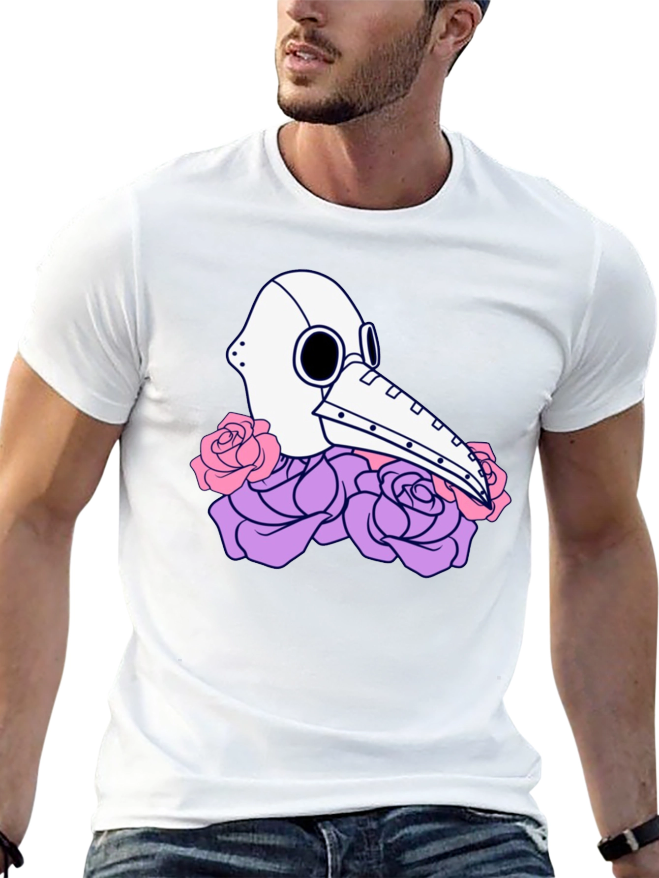 Plague Doctor Mask Floral Graphic Tee