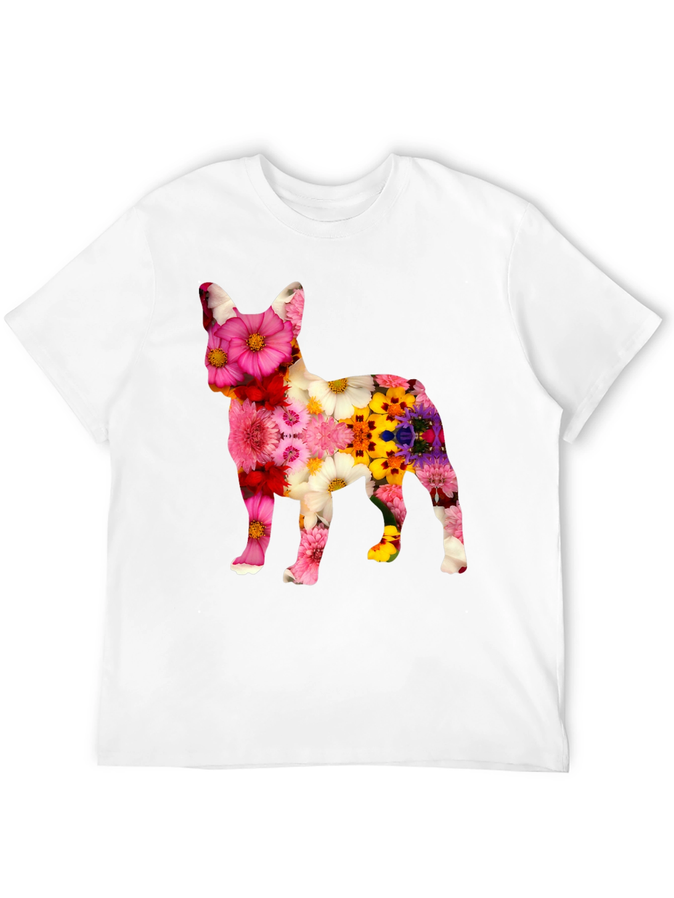 Floral Dog Graphic Tee - Unique Pattern T-Shirt