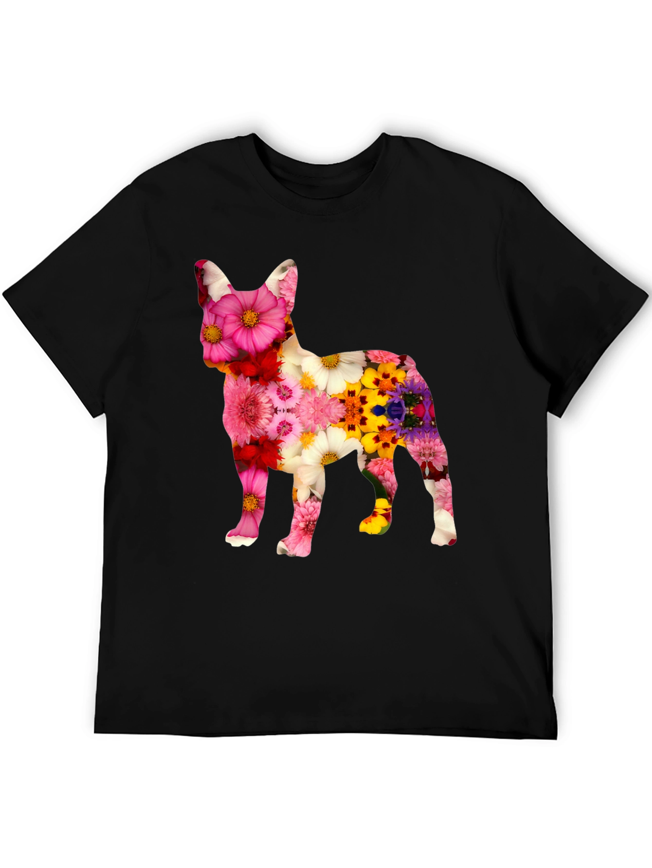 Floral Dog Graphic Tee - Unique Pattern T-Shirt