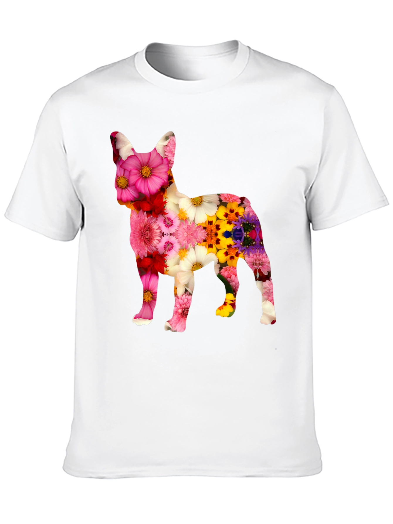 Floral Dog Graphic Tee - Unique Pattern T-Shirt
