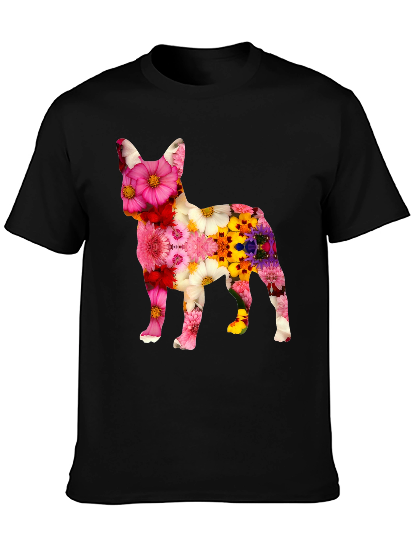 Floral Dog Graphic Tee - Unique Pattern T-Shirt