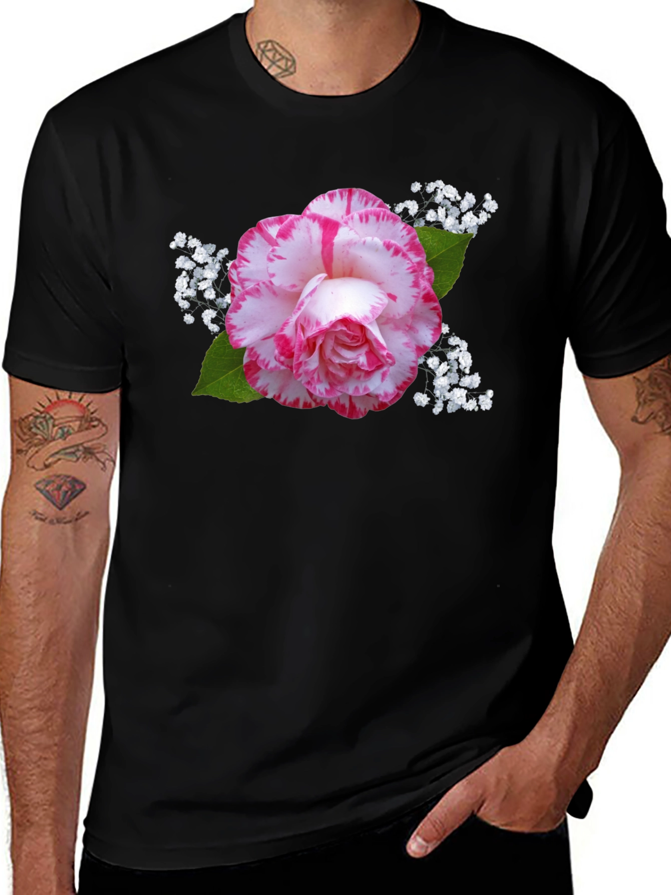 Floral Print Black T-Shirt - Stylish & Unique