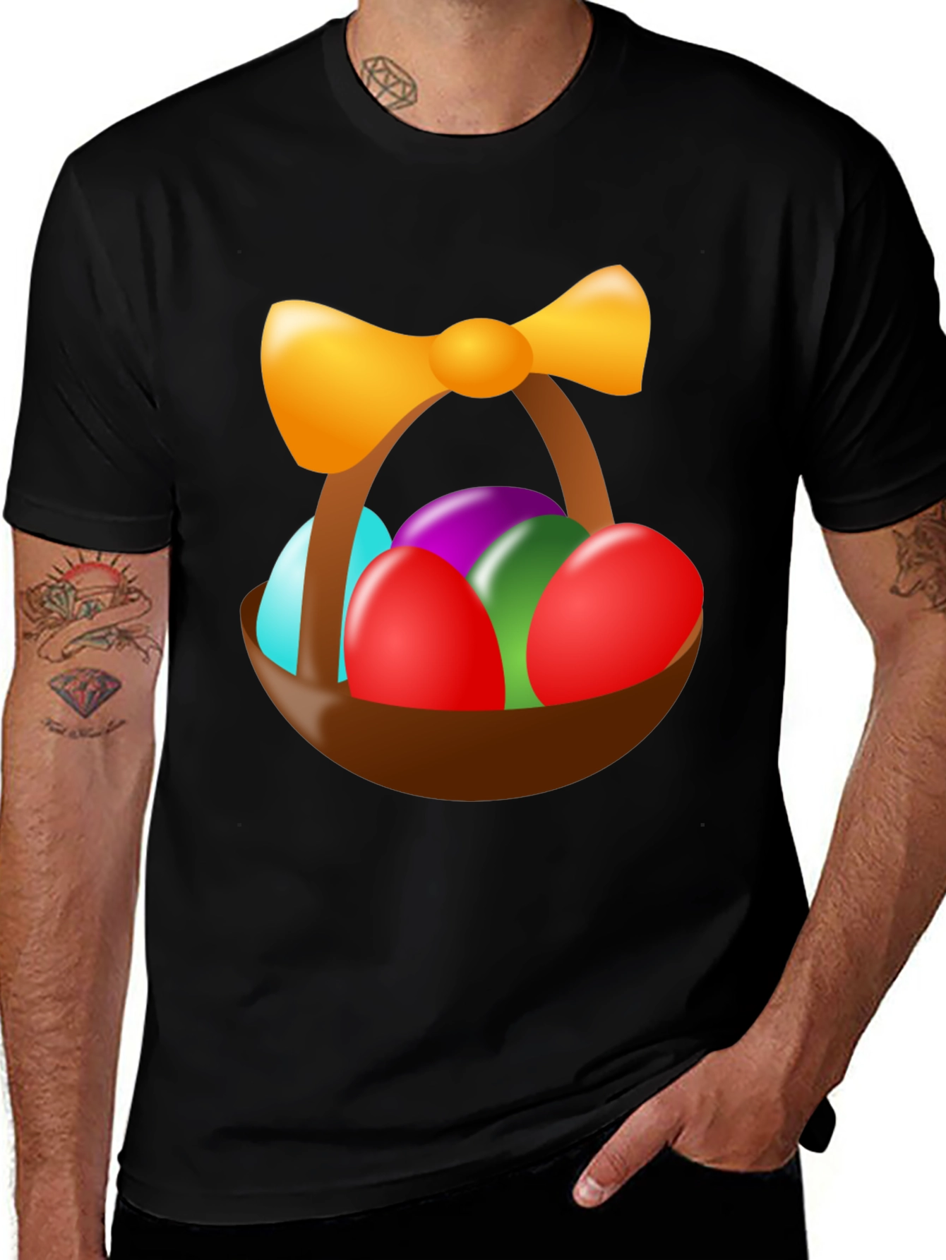 Easter Egg Basket Graphic Tee - Festive Holiday Shirt