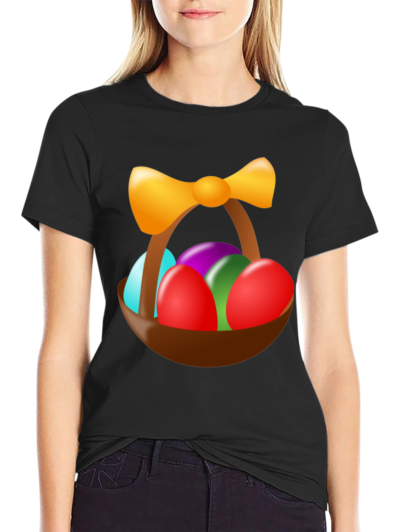 Easter Egg Basket Graphic Tee - Festive Holiday Shirt