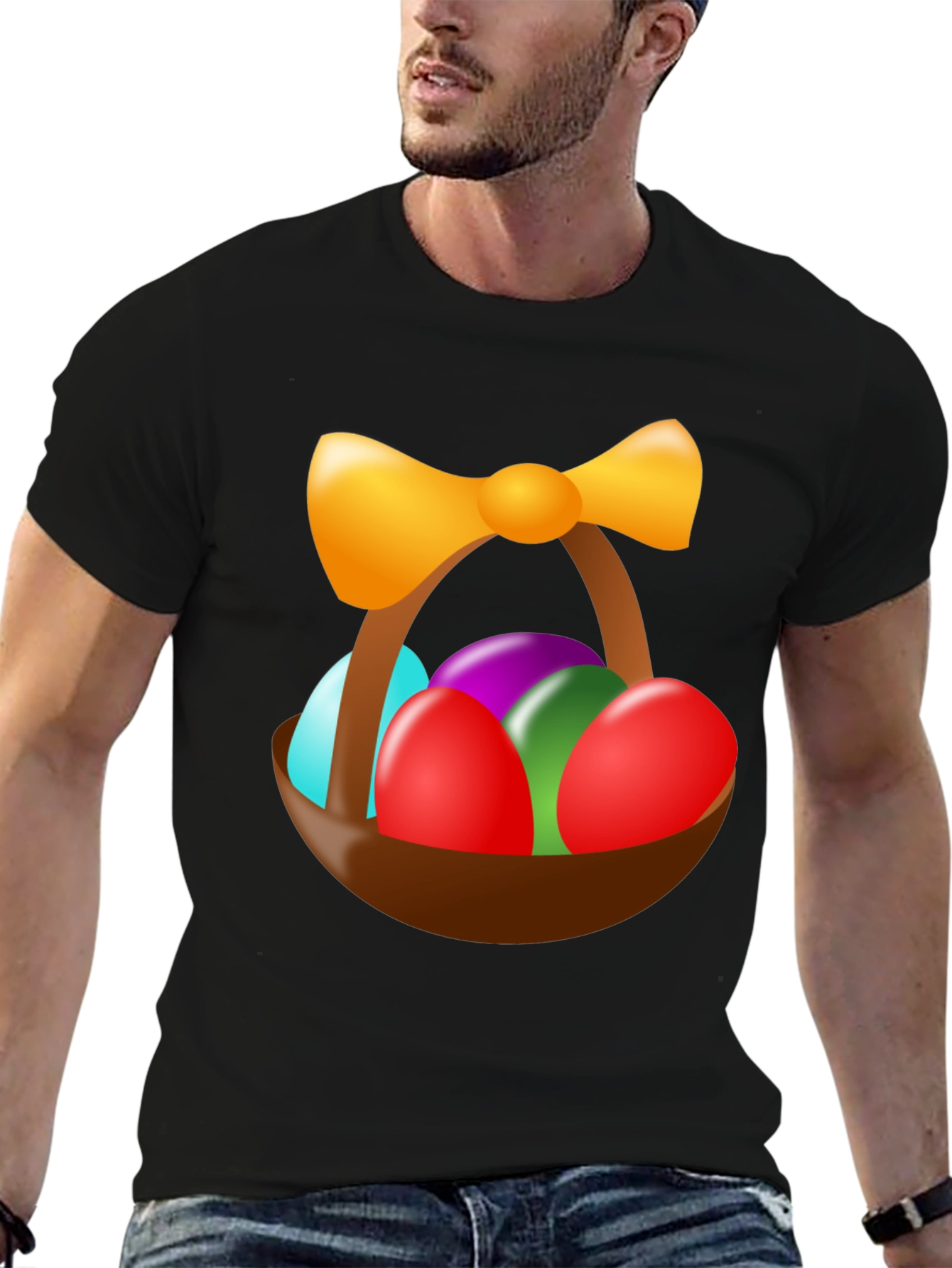 Easter Egg Basket Graphic Tee - Festive Holiday Shirt