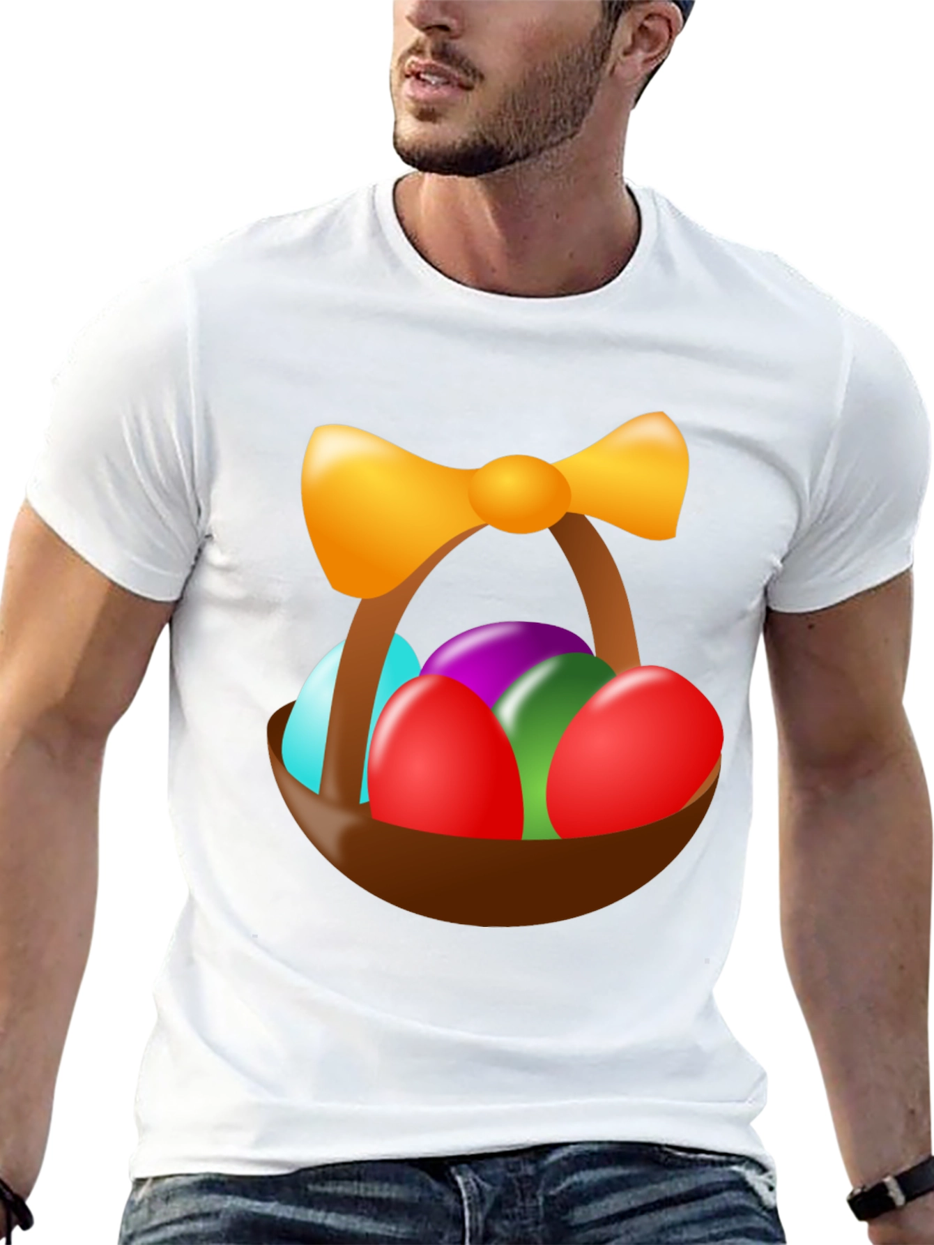 Easter Egg Basket Graphic Tee - Festive Holiday Shirt