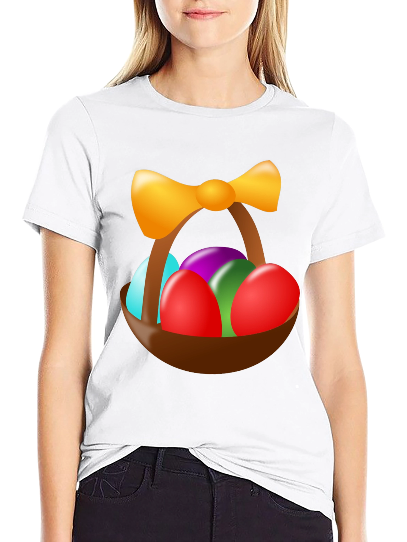 Easter Egg Basket Graphic Tee - Festive Holiday Shirt