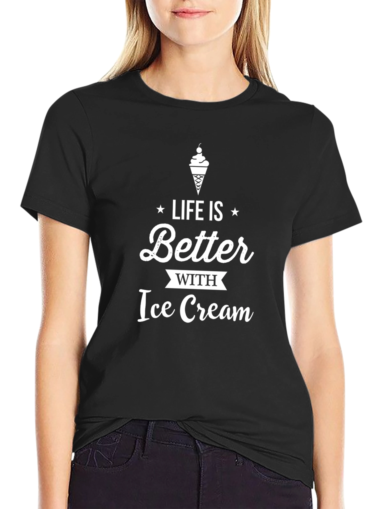 Life is Better with Ice Cream Black T-Shirt