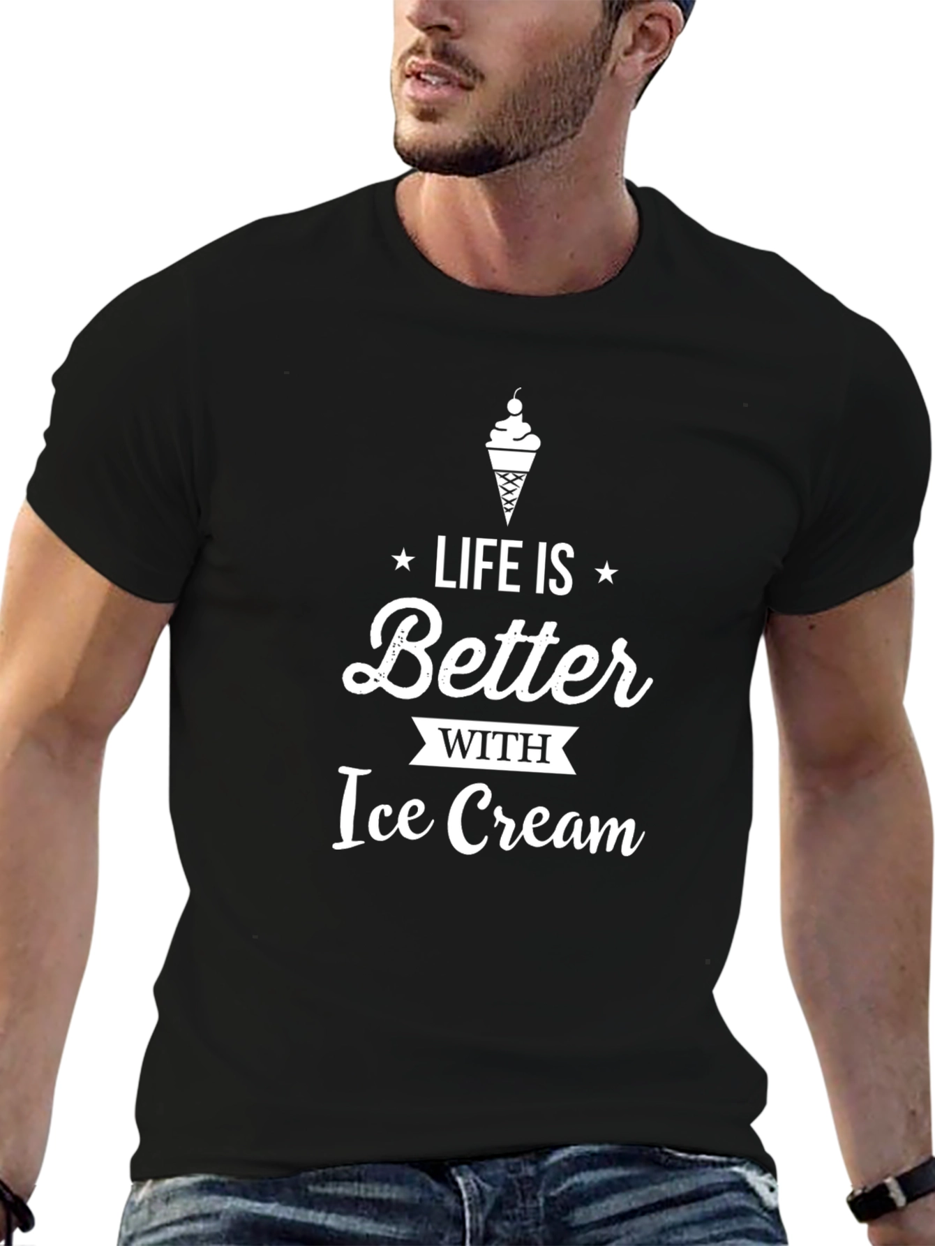 Life is Better with Ice Cream Black T-Shirt