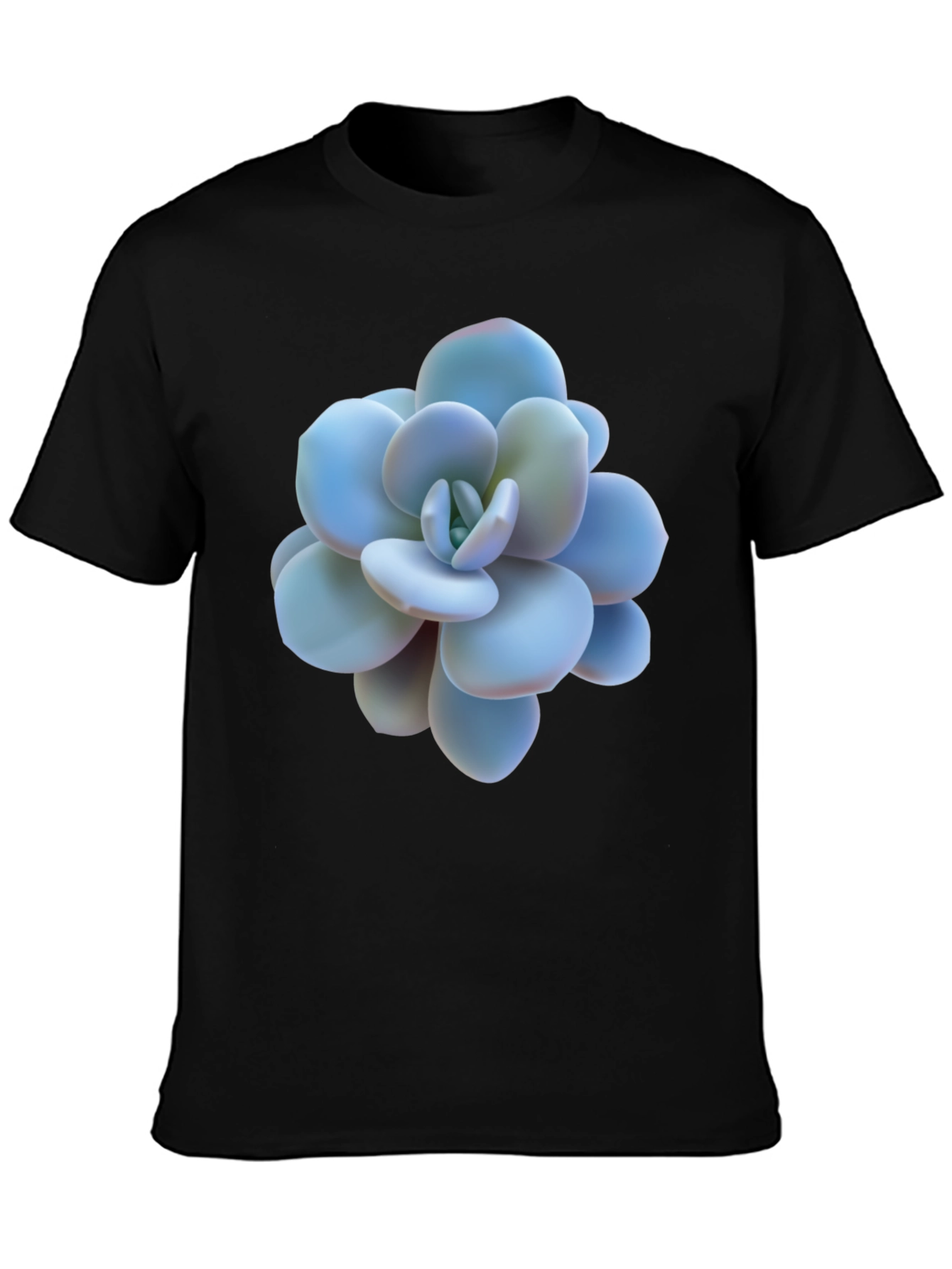 Succulent Print Black T-Shirt