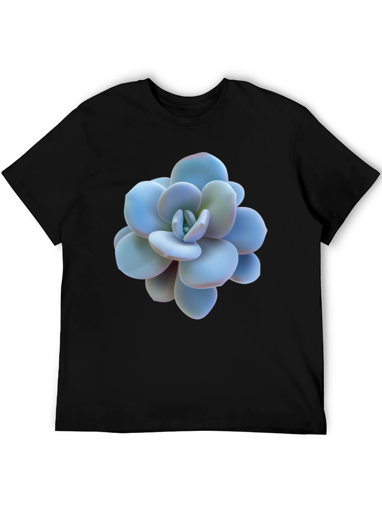 Succulent Print Black T-Shirt