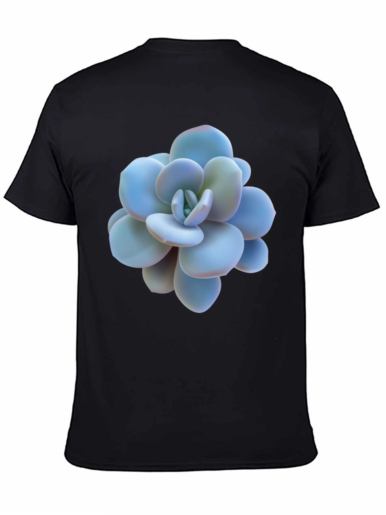 Succulent Print Black T-Shirt