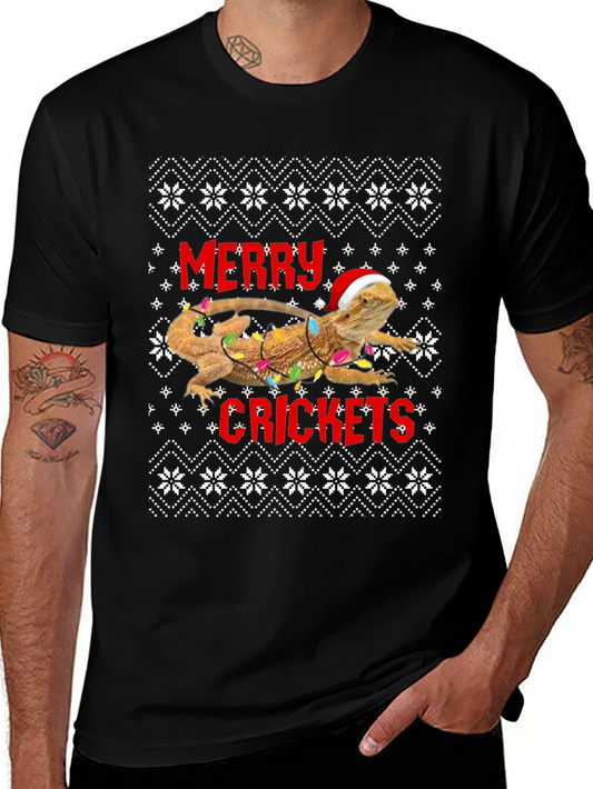 Merry Crickets Lizard Christmas Graphic Tee