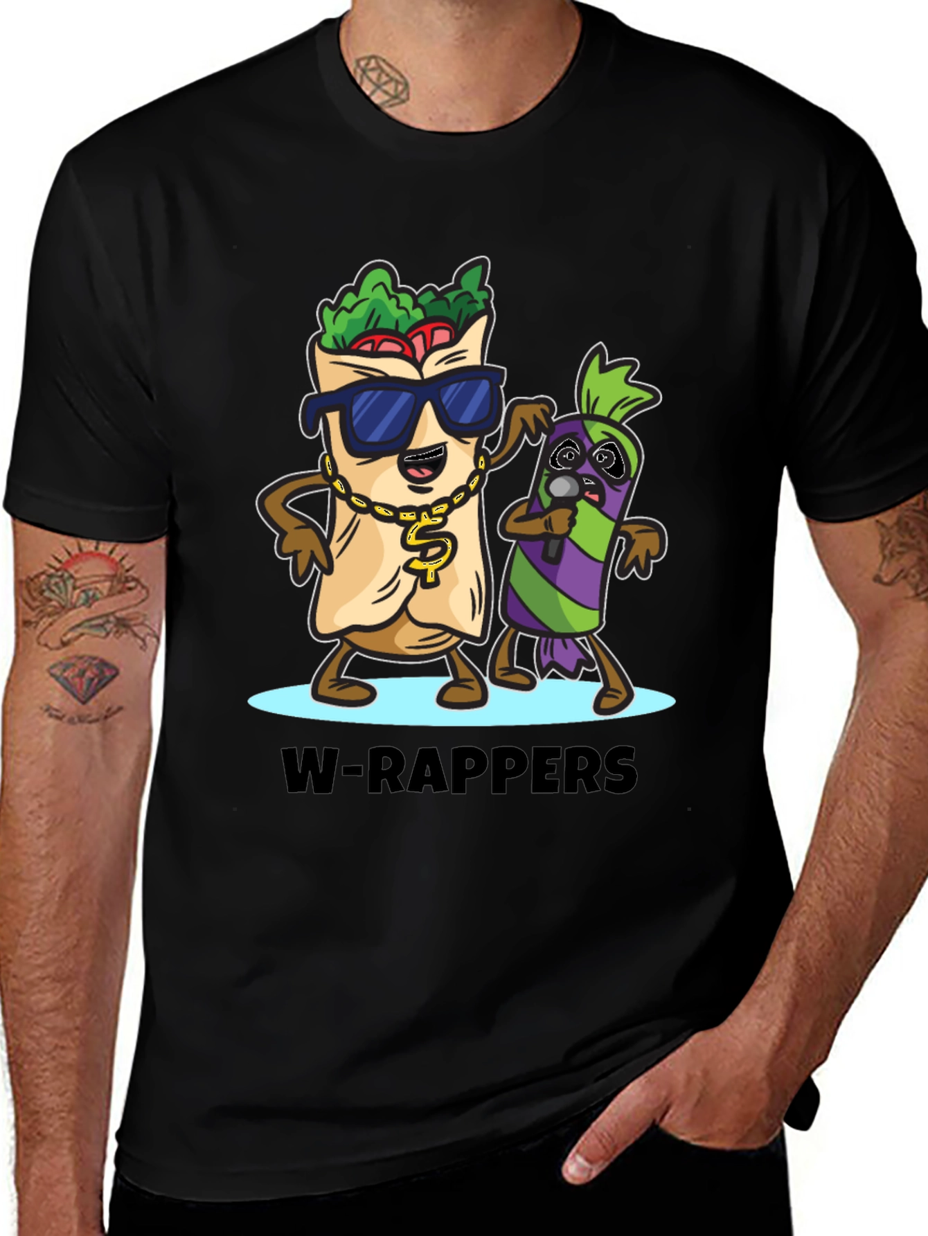 W-Rappers Cartoon Graphic Tee - Black