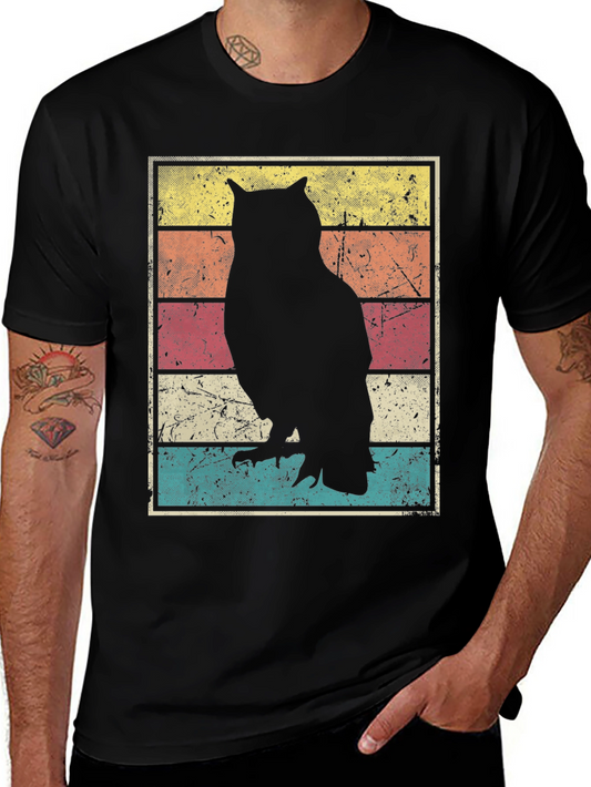 Retro Owl Silhouette Graphic T-Shirt