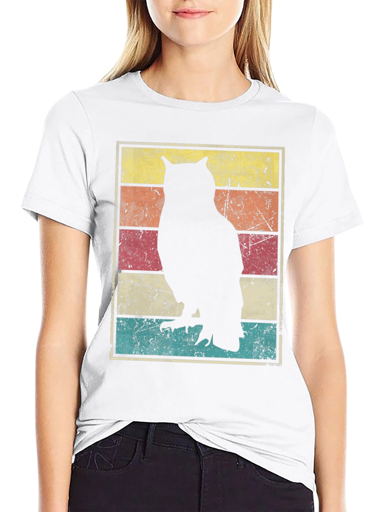 Retro Owl Silhouette Graphic T-Shirt