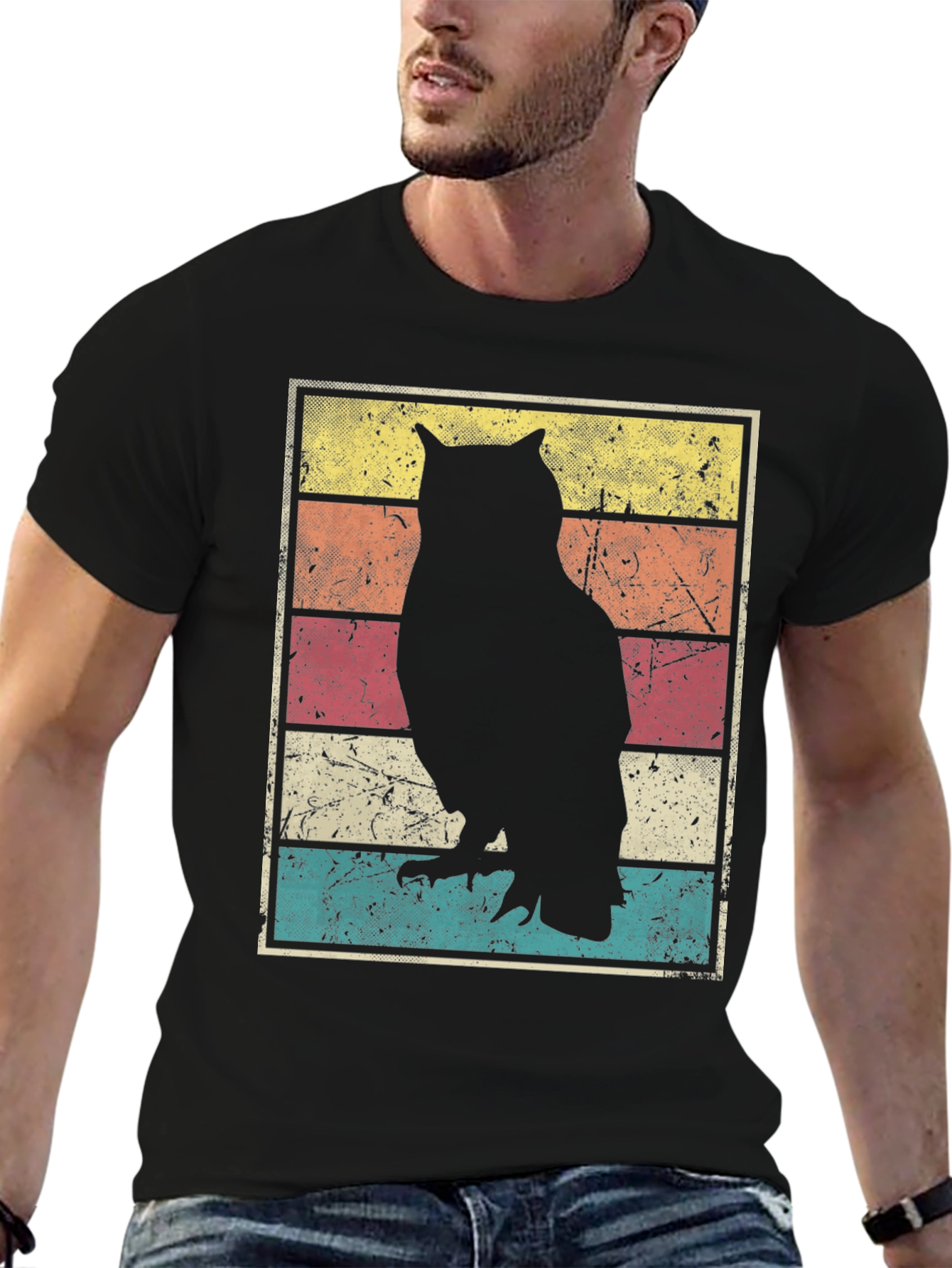 Retro Owl Silhouette Graphic T-Shirt