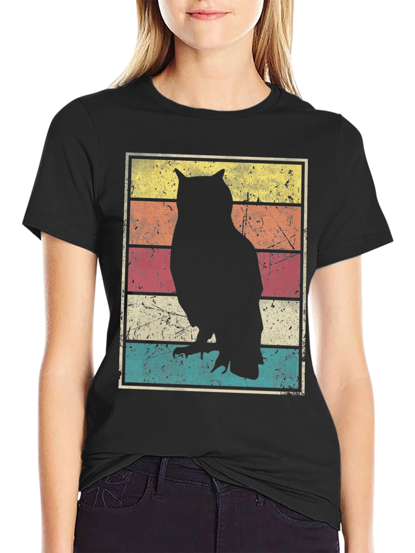 Retro Owl Silhouette Graphic T-Shirt