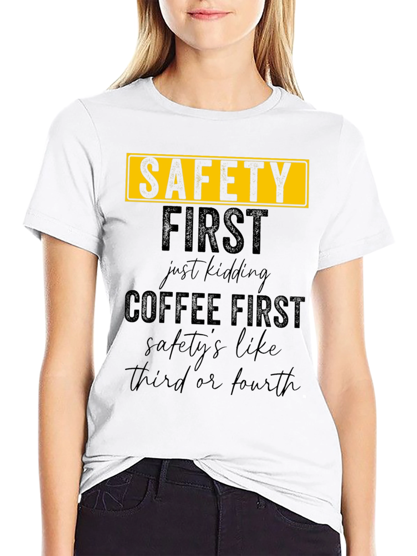 Funny Safety/Coffee First T-Shirt
