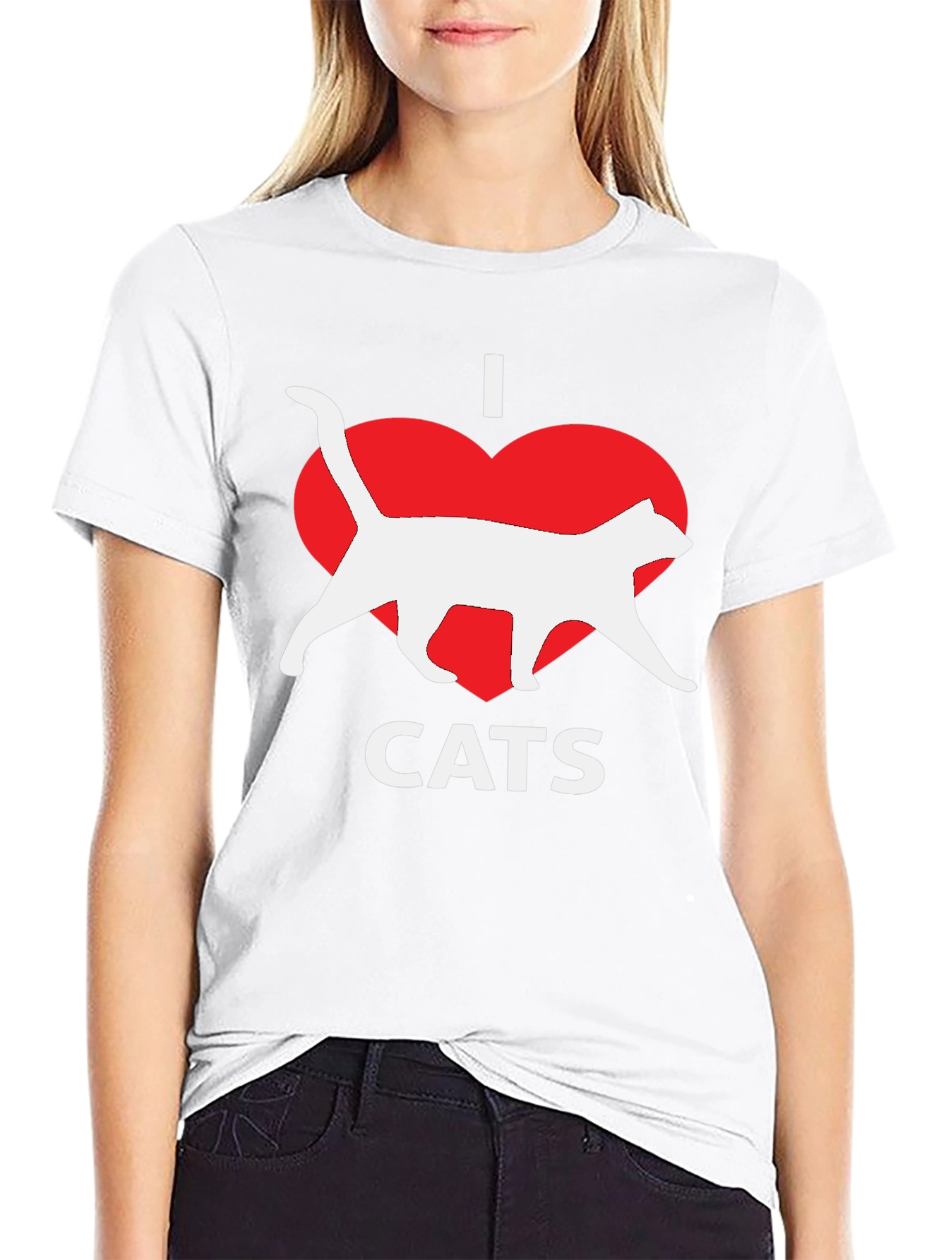 I Heart Cats Black T-Shirt Novelty Graphic Tee