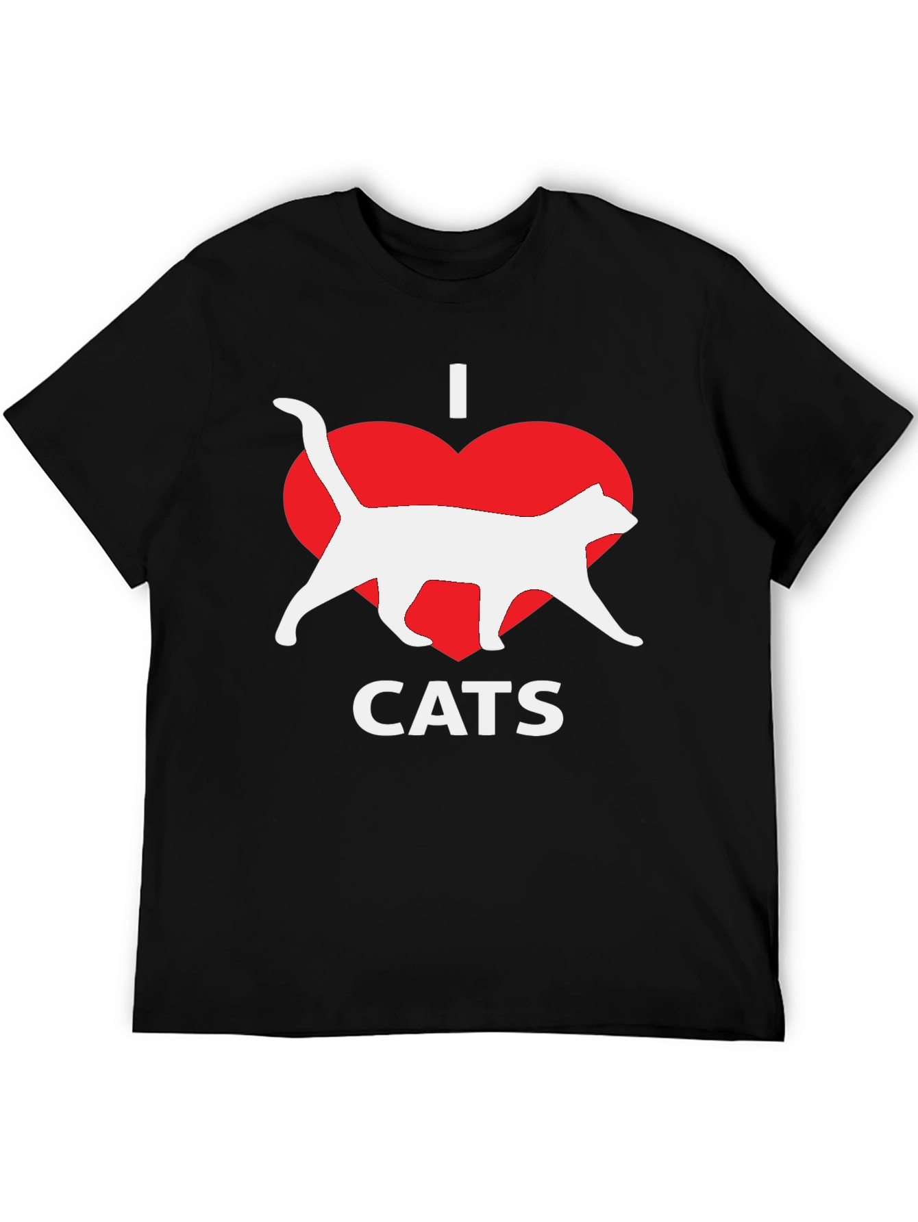 I Heart Cats Black T-Shirt Novelty Graphic Tee