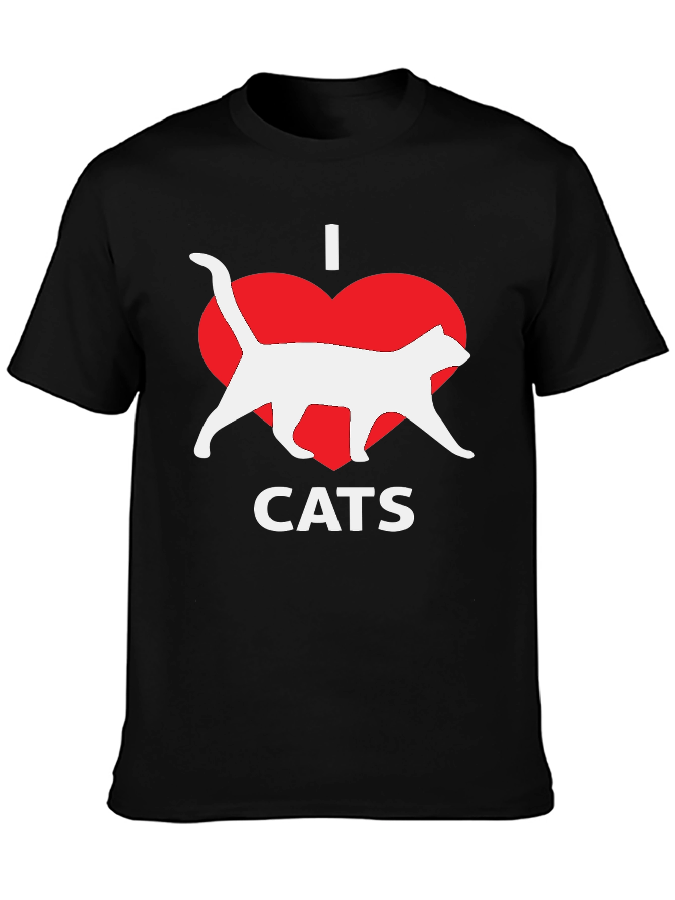 I Heart Cats Black T-Shirt Novelty Graphic Tee