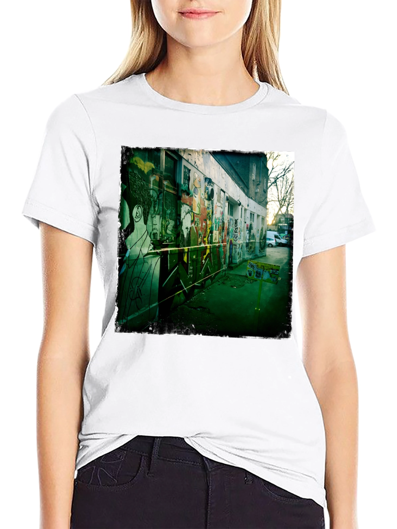 Urban Graffiti Print Black T-Shirt