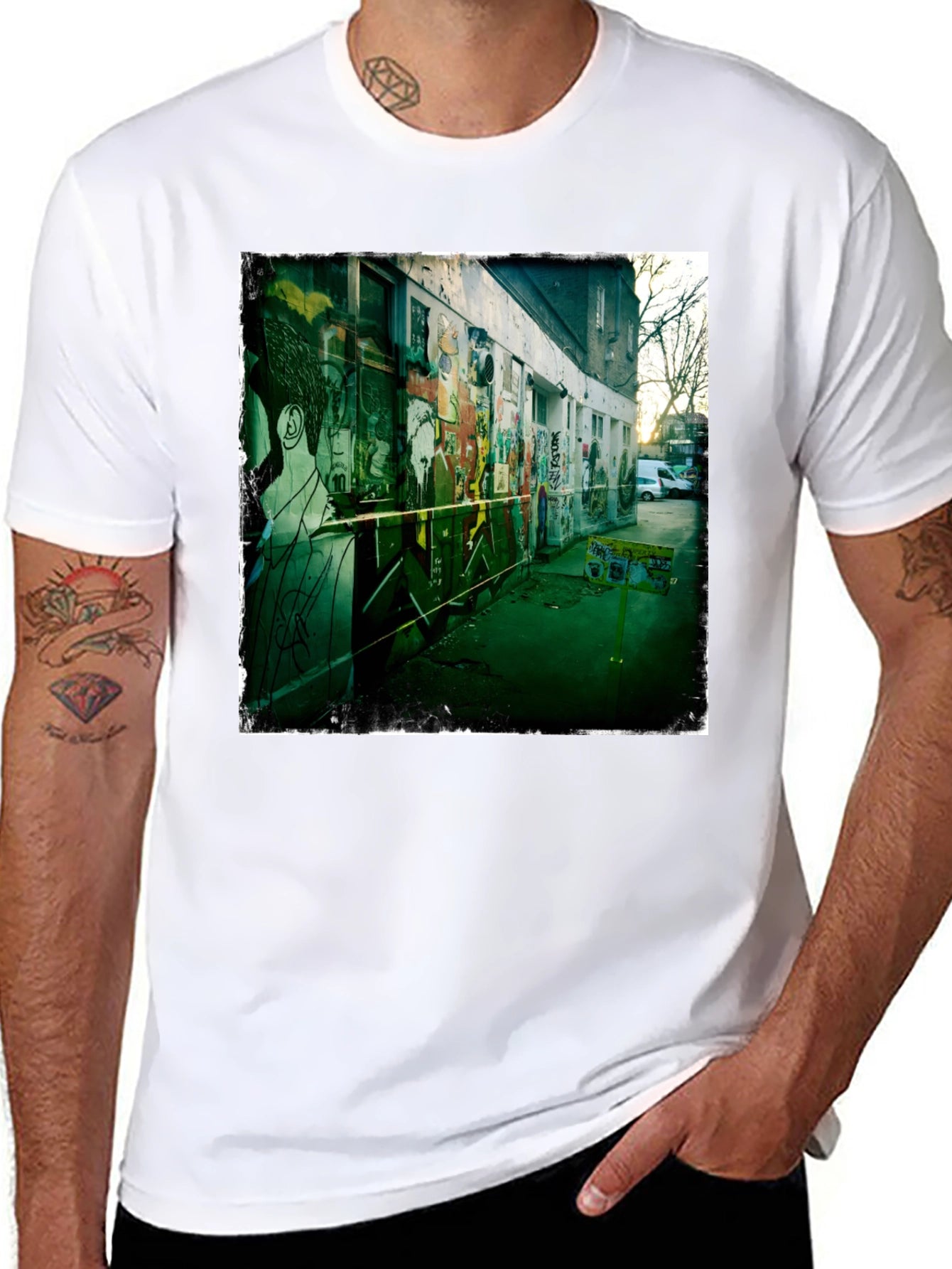 Urban Graffiti Print Black T-Shirt
