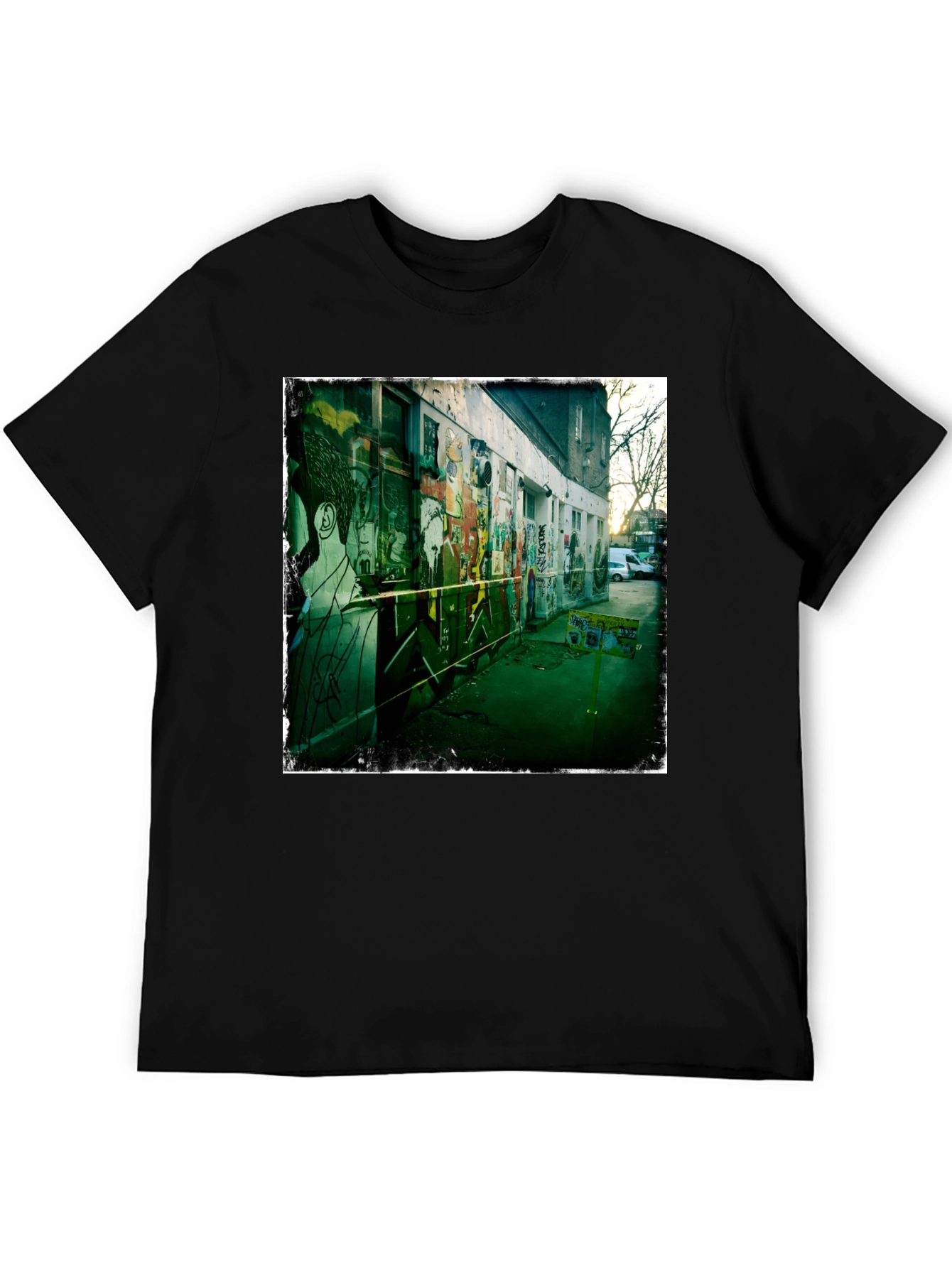 Urban Graffiti Print Black T-Shirt