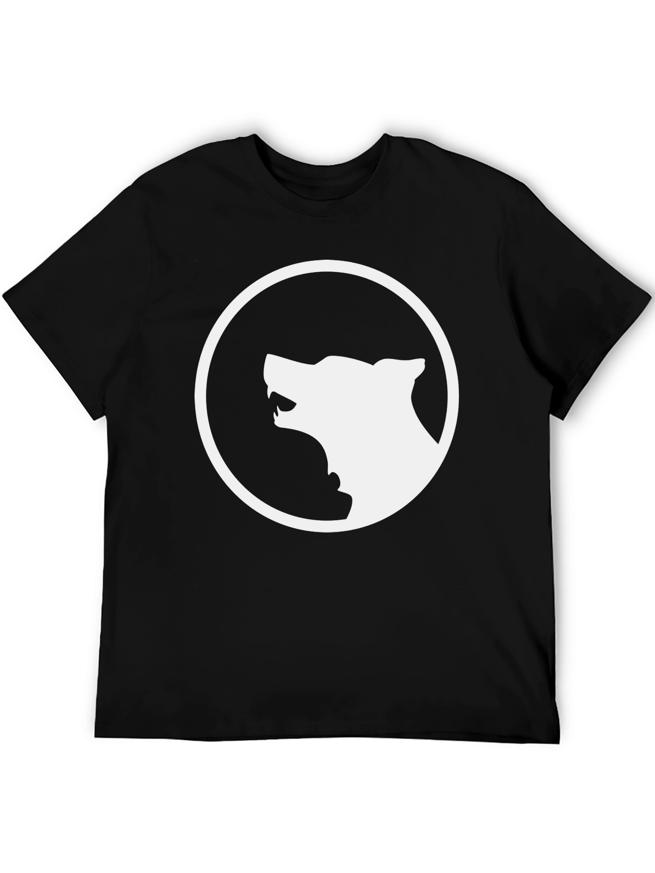 Black T-Shirt with White Wolf Logo