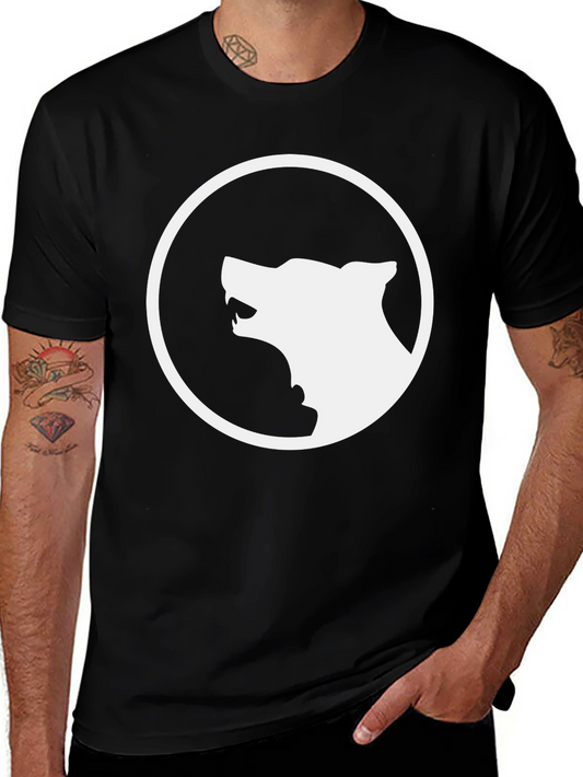Black T-Shirt with White Wolf Logo