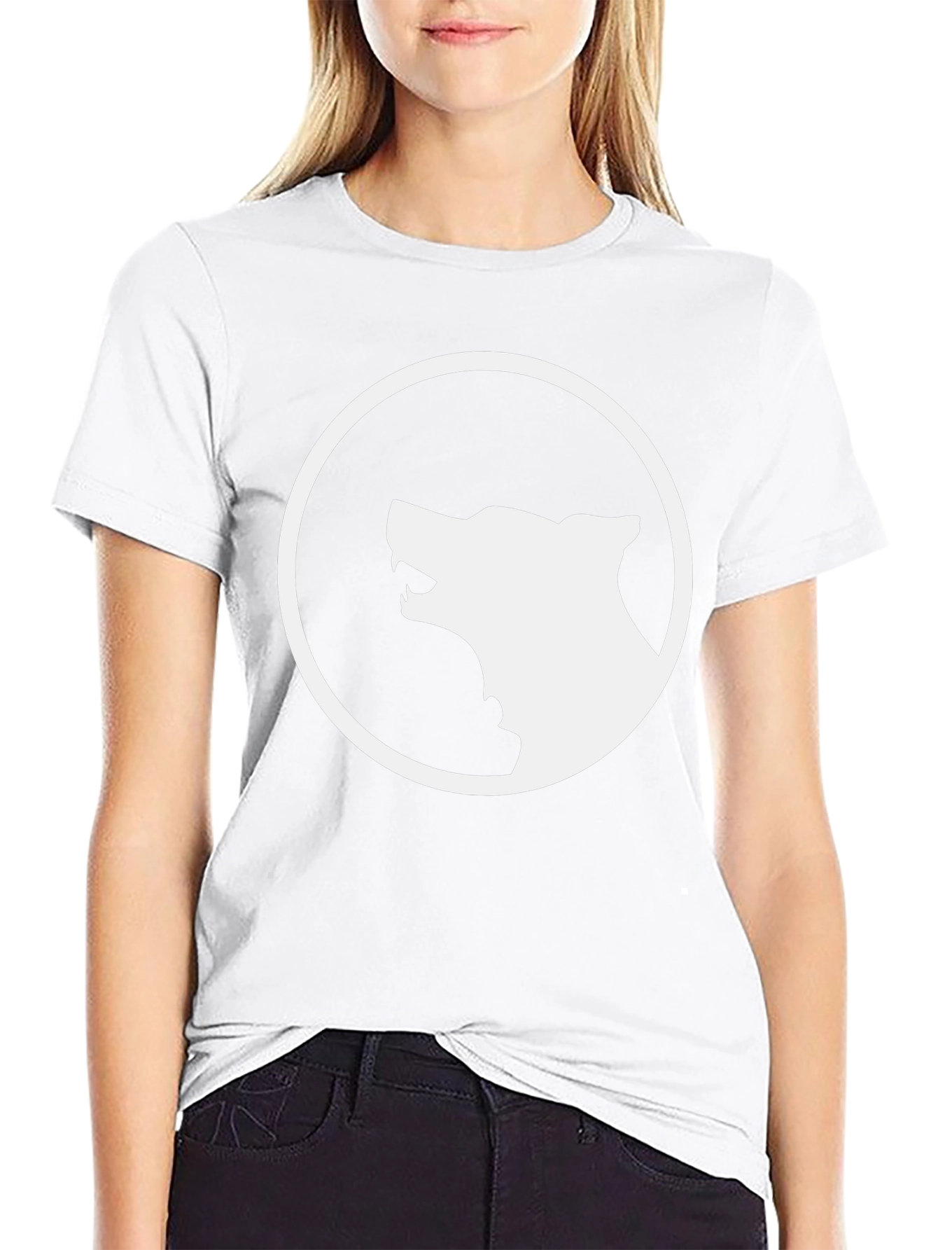Black T-Shirt with White Wolf Logo
