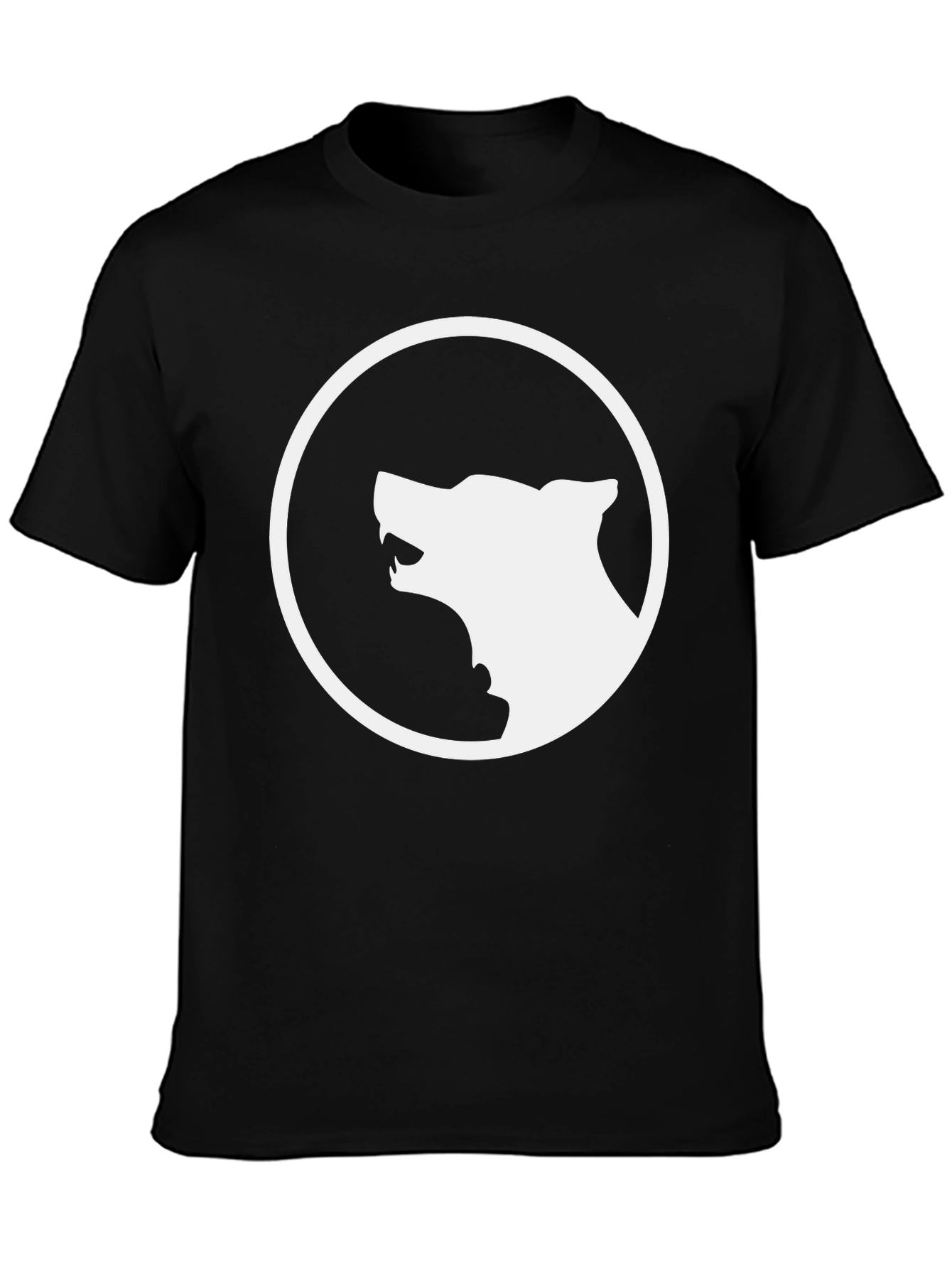 Black T-Shirt with White Wolf Logo