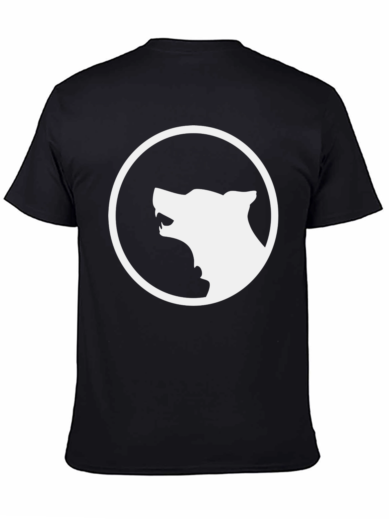 Black T-Shirt with White Wolf Logo